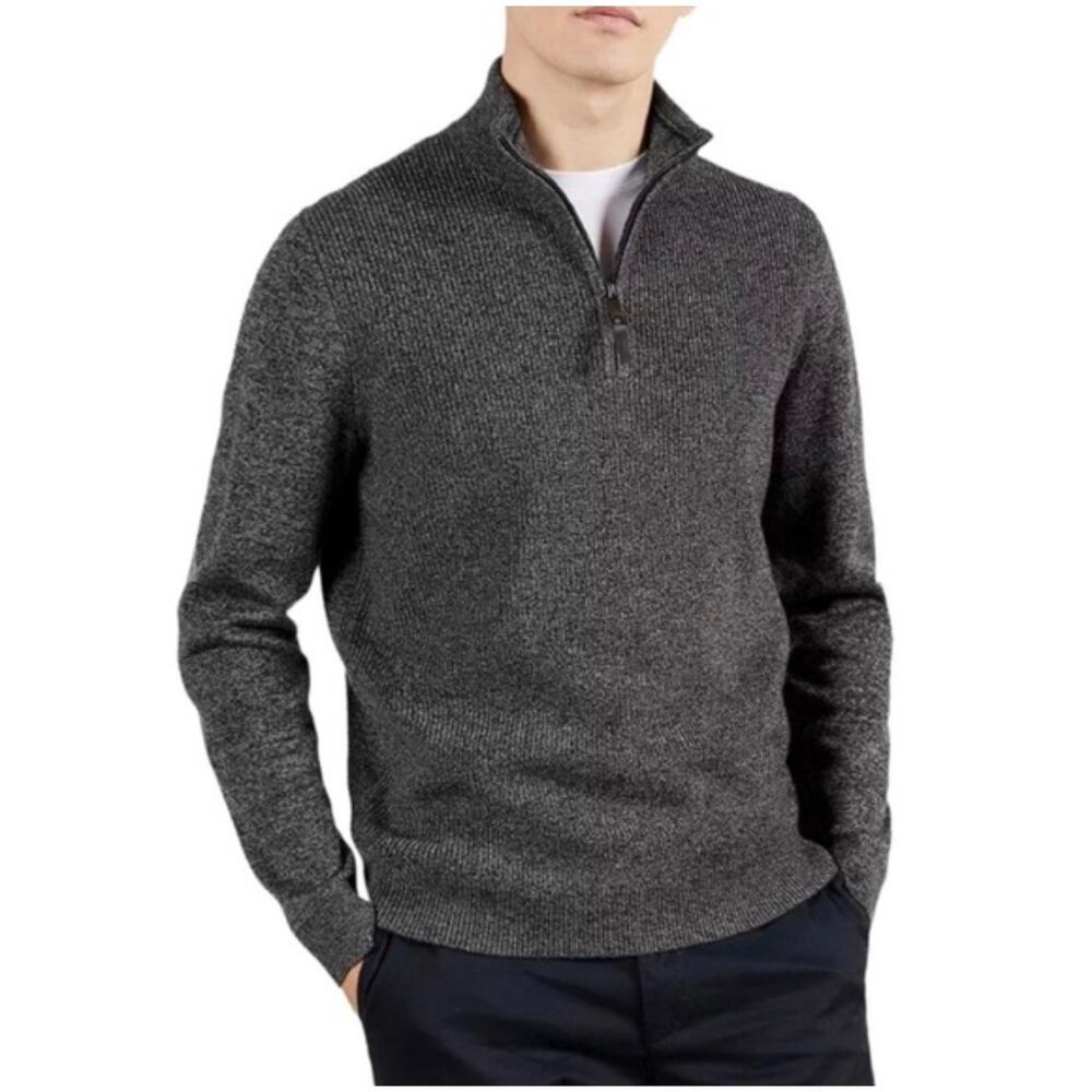 Ted Baker Wool Blend Charcoal Gray 1/4 Zip Sweater Size 5